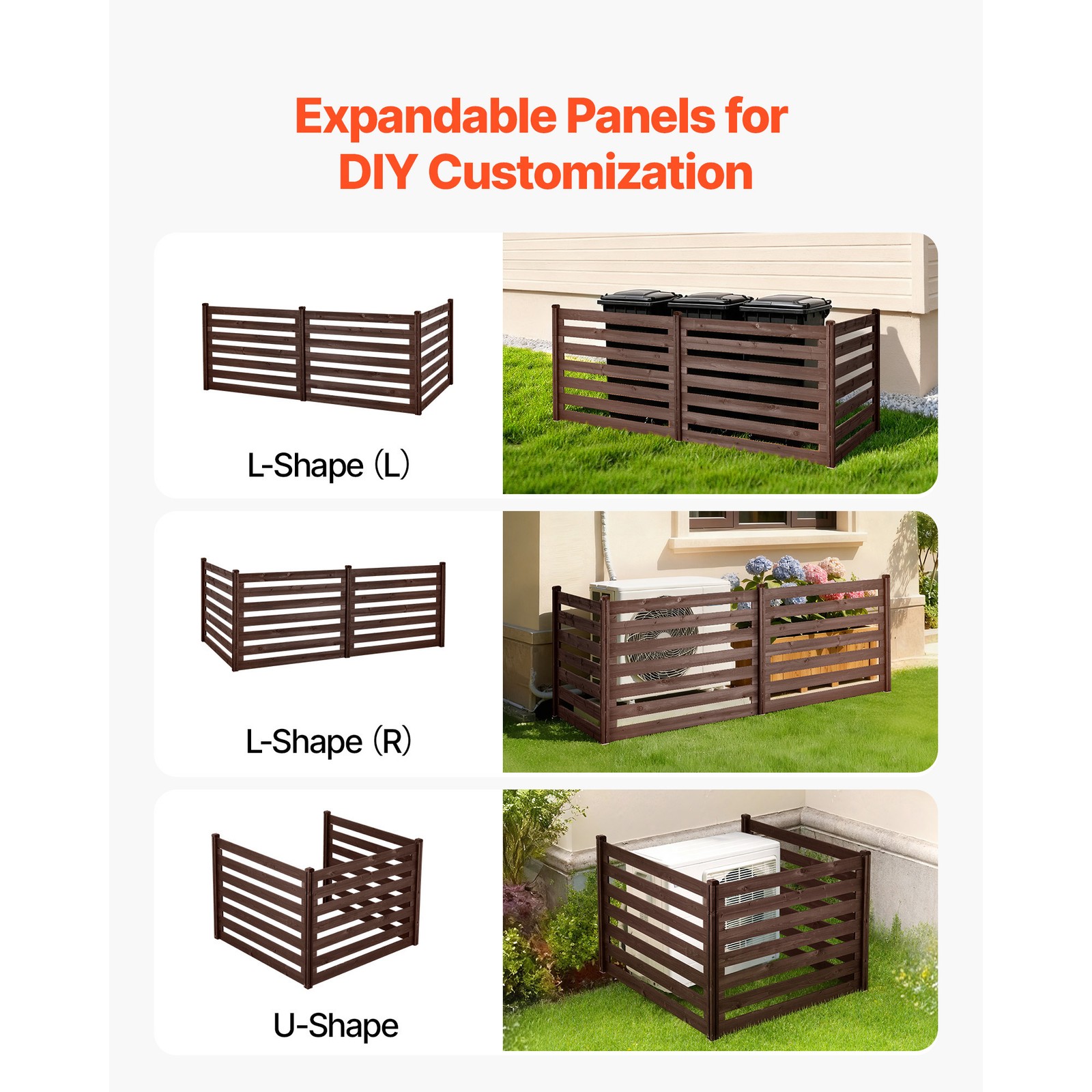 Uimoso 48" x 37" Air Conditioner Fence Privacy Fence with 3 Panels for Trash Can