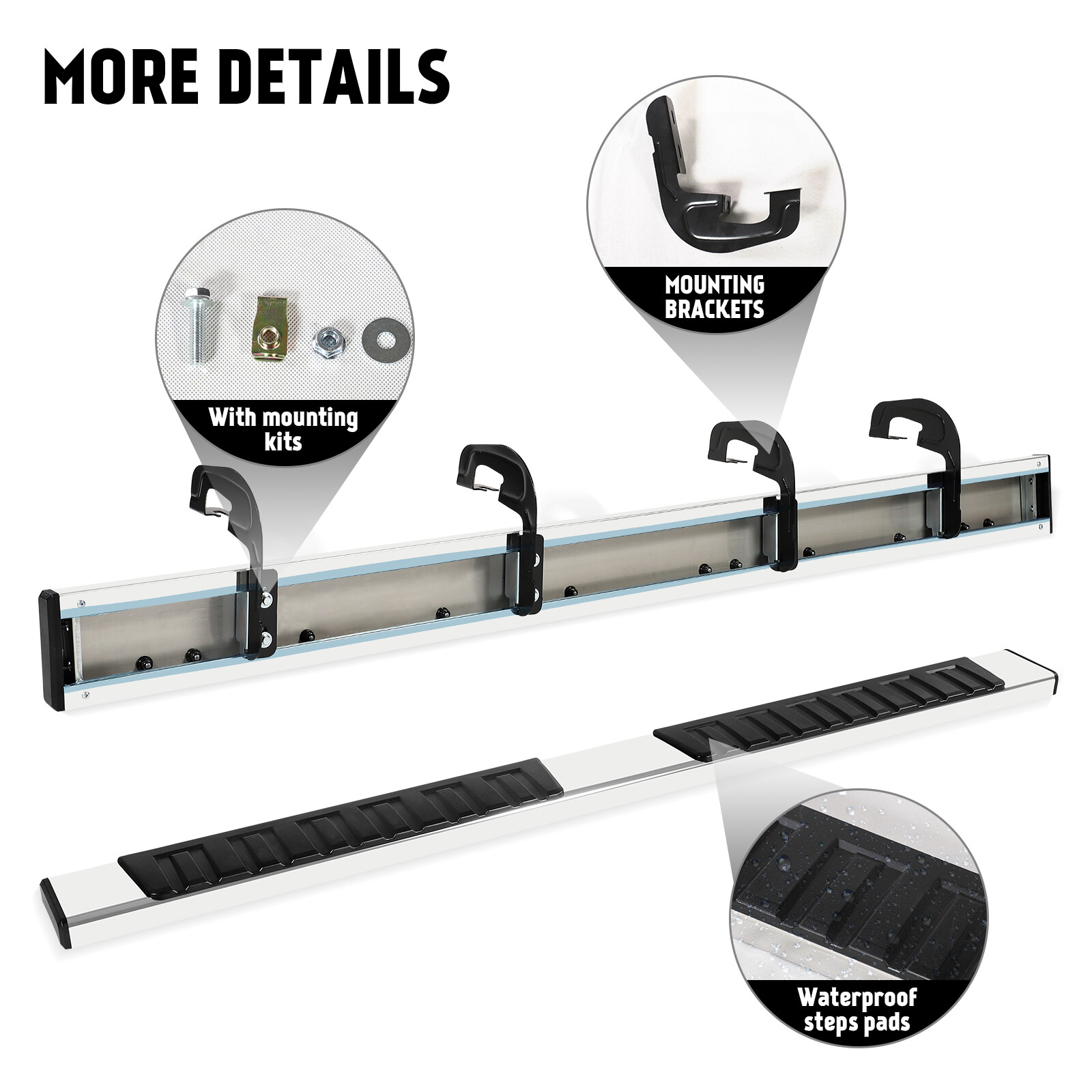 For 07-18 Chevy Silverado/GMC Sierra Crew Cab 6Ft Running Boards Side Step Bars