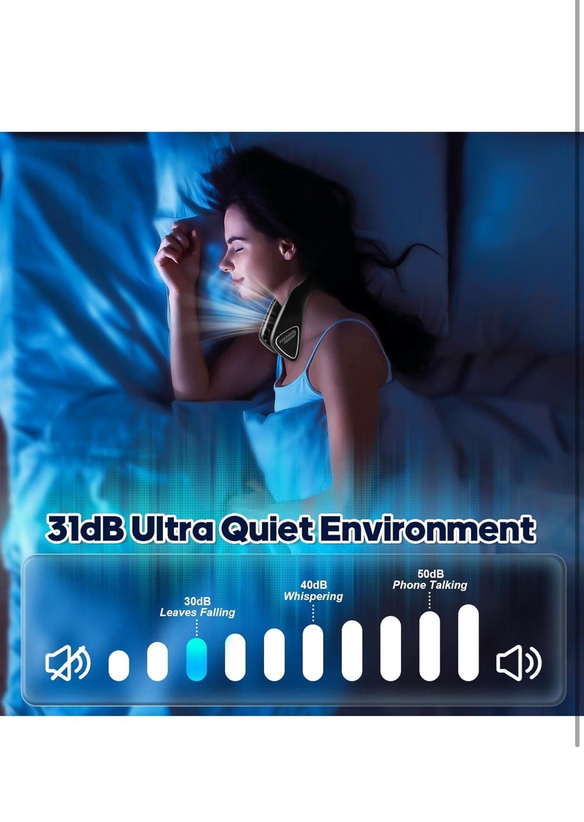 6000mAh Portable Neck Fan Rechargeable, Bladeless Operated Wearable for Travel