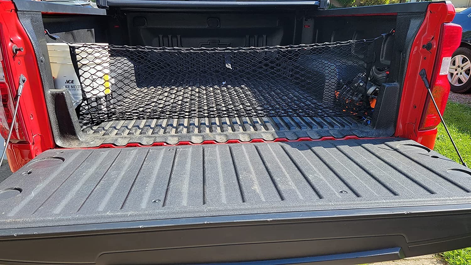 Rear Trunk Envelope Style Cargo Net for CHEVY SILVERADO GMC SIERRA 2013-2024 New