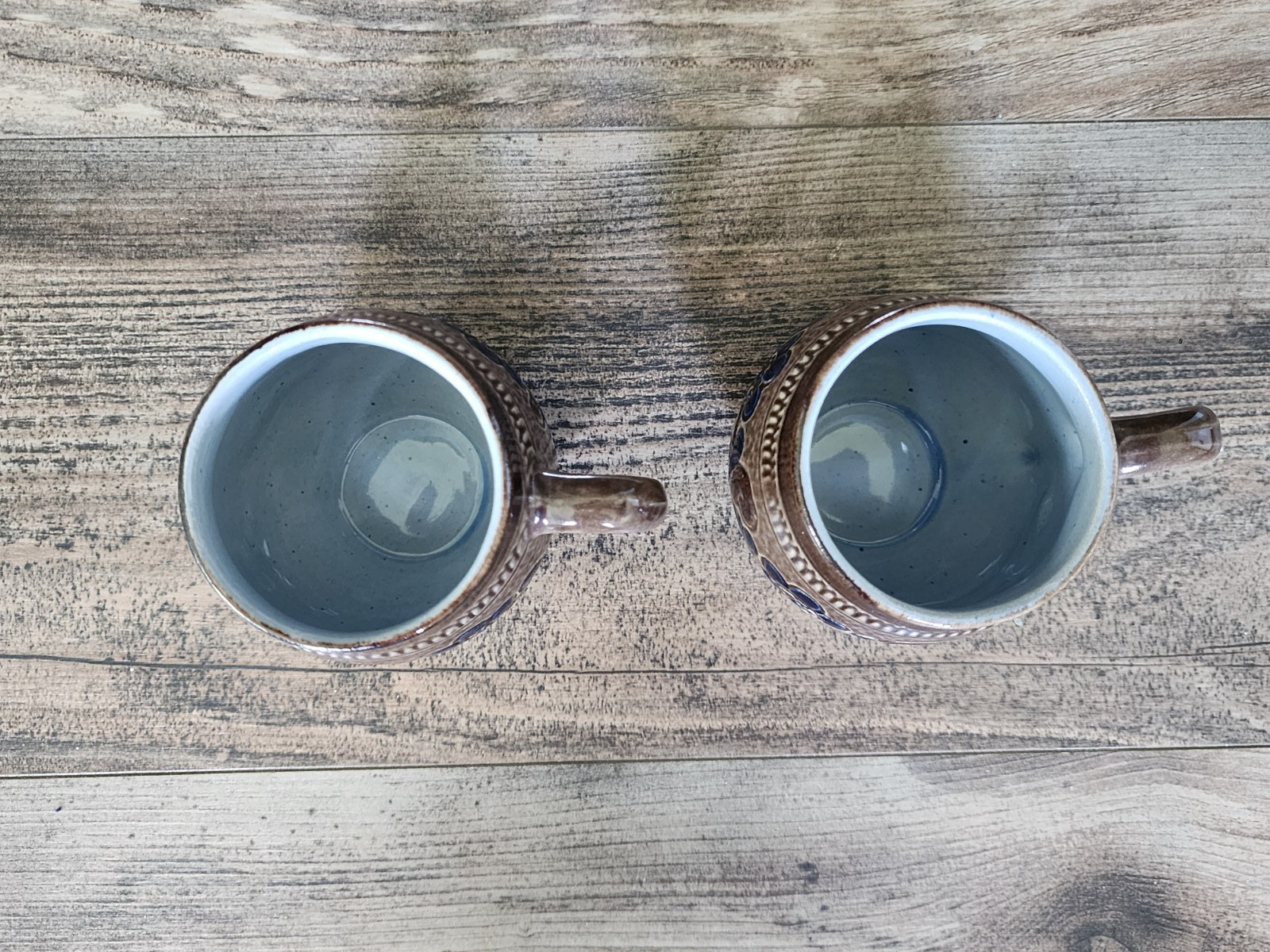 Marzi and Remy German Mug Set | Salt Glazed Stoneware | Brown Blue | Set 2