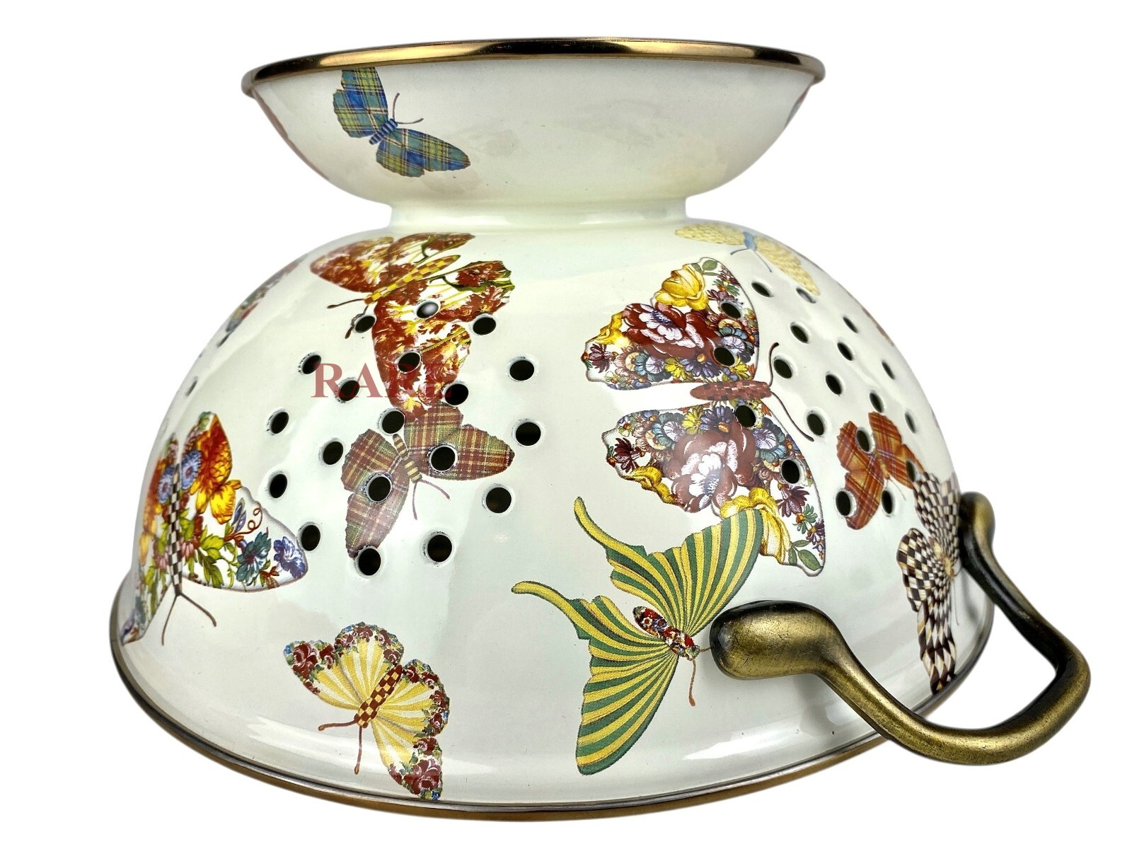 MacKenzie-Childs Butterfly Garden Large Colander White New No Box