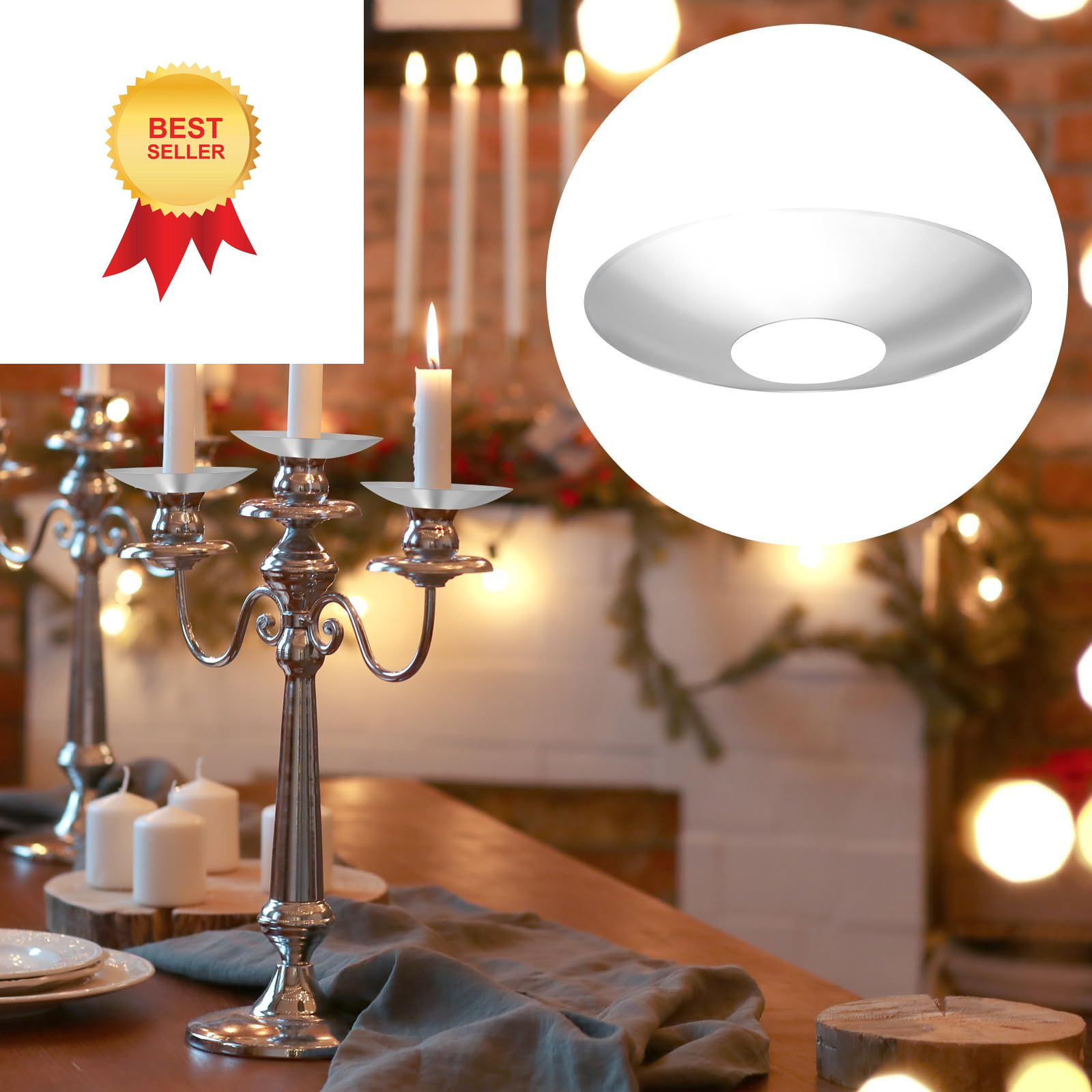 12 Pieces Metal Silver Candle Bobeches Round Drip Guards Taper