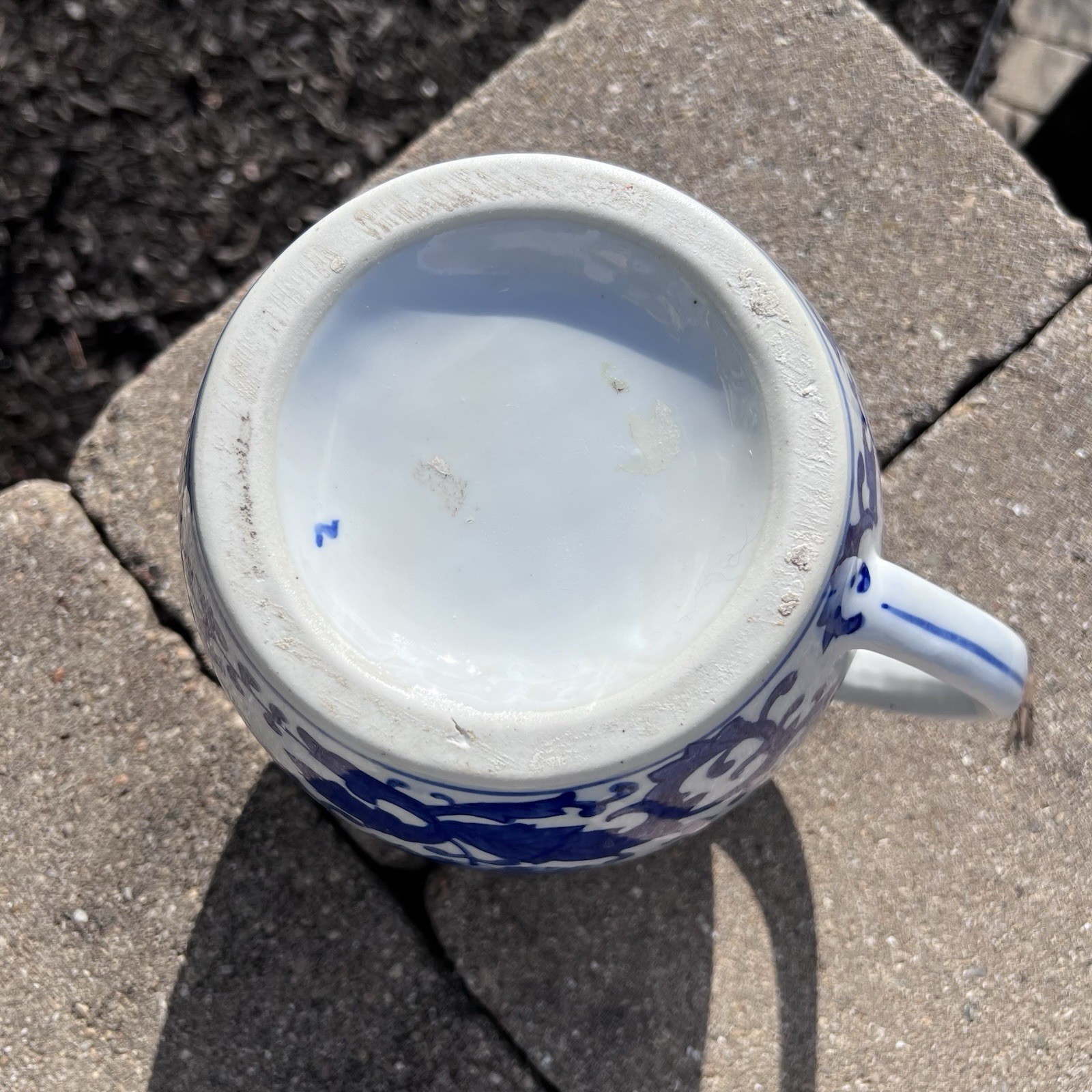 XL Pitcher Pitcher Blue & White Porcelain 60 oz Hand Painted Glaze Floral 9.25”