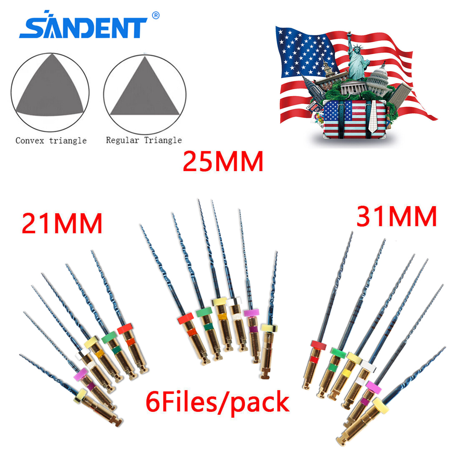 USA Dental NiTi Super Files Rotary Endodontic Endo Motor Root Canal 21/25/31MM