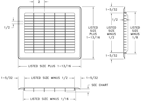 Heavy Duty Brown Floor Return Air Grilles - 60 Sizes