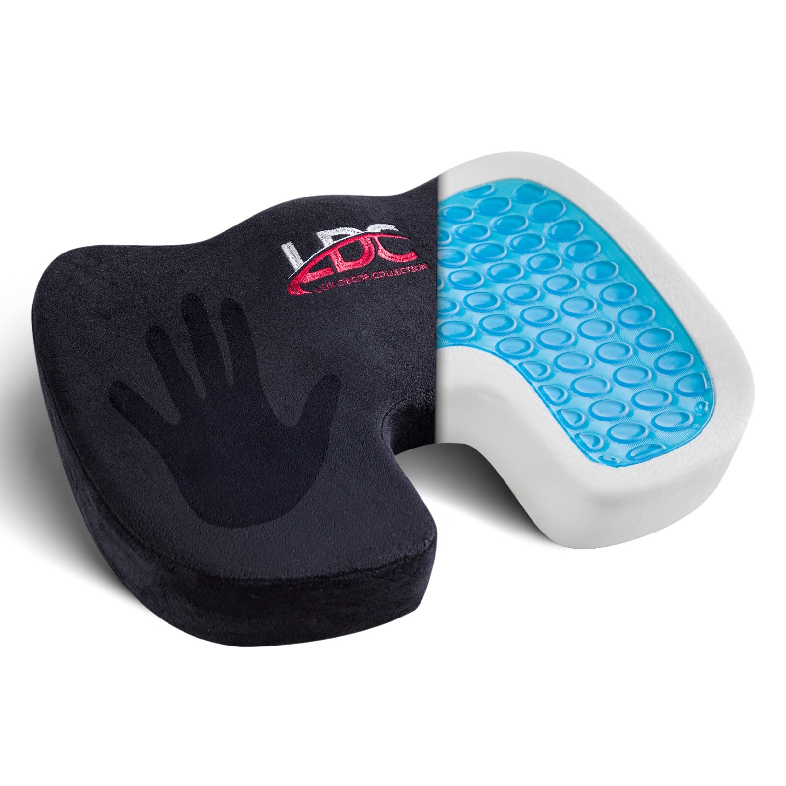 Seat Cushion, Memory Foam Chair Pad Cushion for Back Tailbone Pain Relief Black