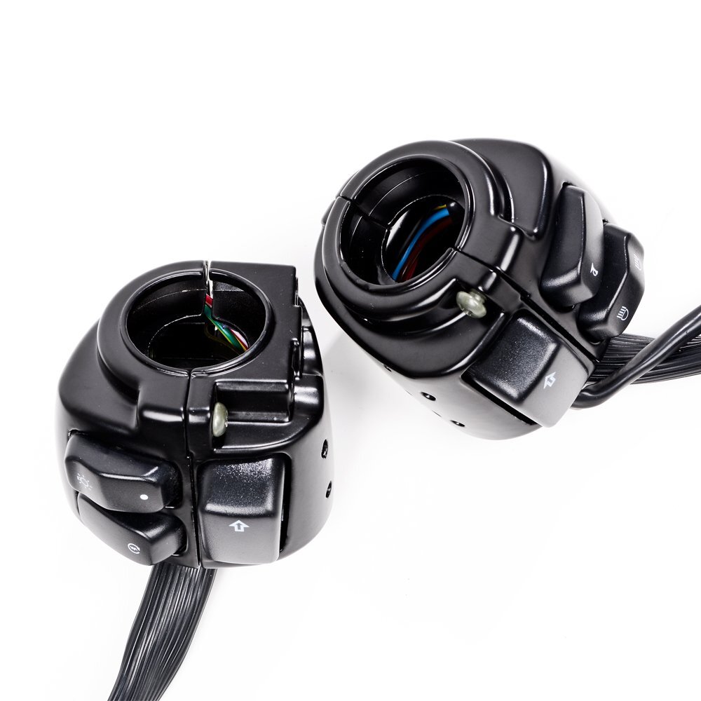 Black Motorcycle 1" Handlebar Hand Grips w/Switches Controls Housing For Harley