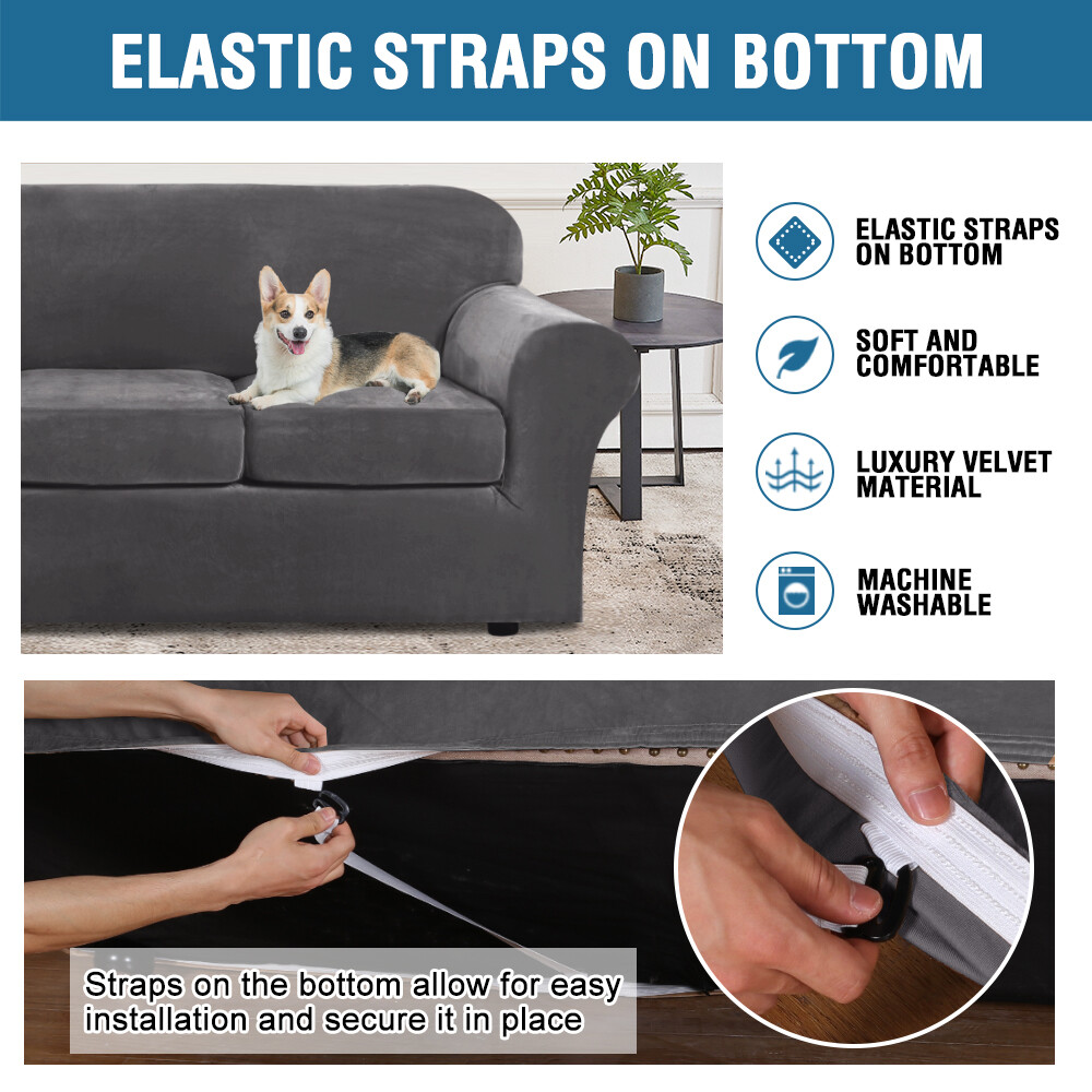 Velvet Stretch Couch Cover Sofa Covers for 1/2/3 Cushion Couch Sofa Slipcovers