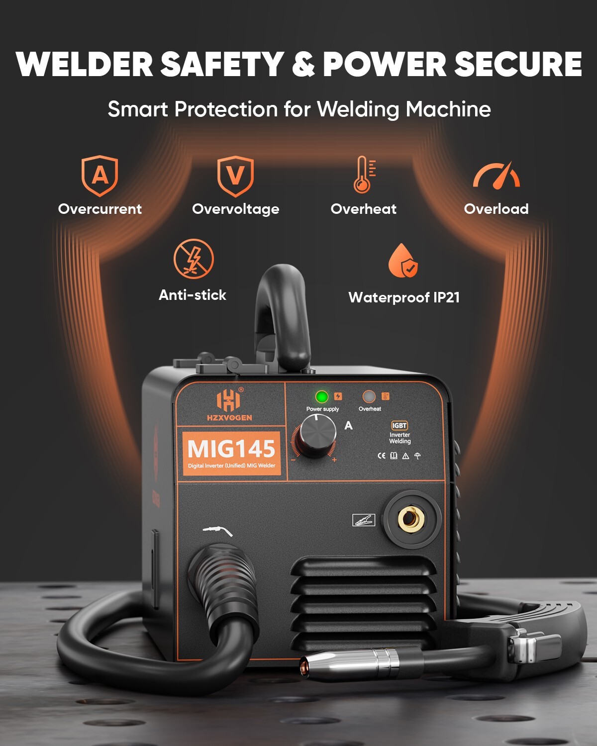 145Amp Mini MIG Welder MIG Welding Machine Gasless Flux Core Weld Iron 110V/220V