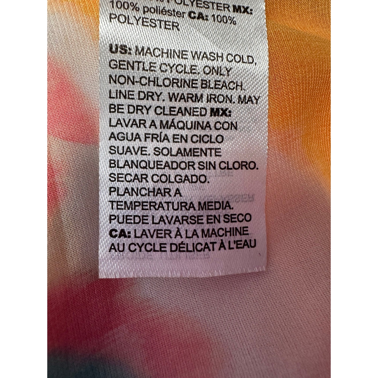 Chico's Kimono Wrap Womens L/XL Orange Pink Watercolor Abstract Boho Coverup