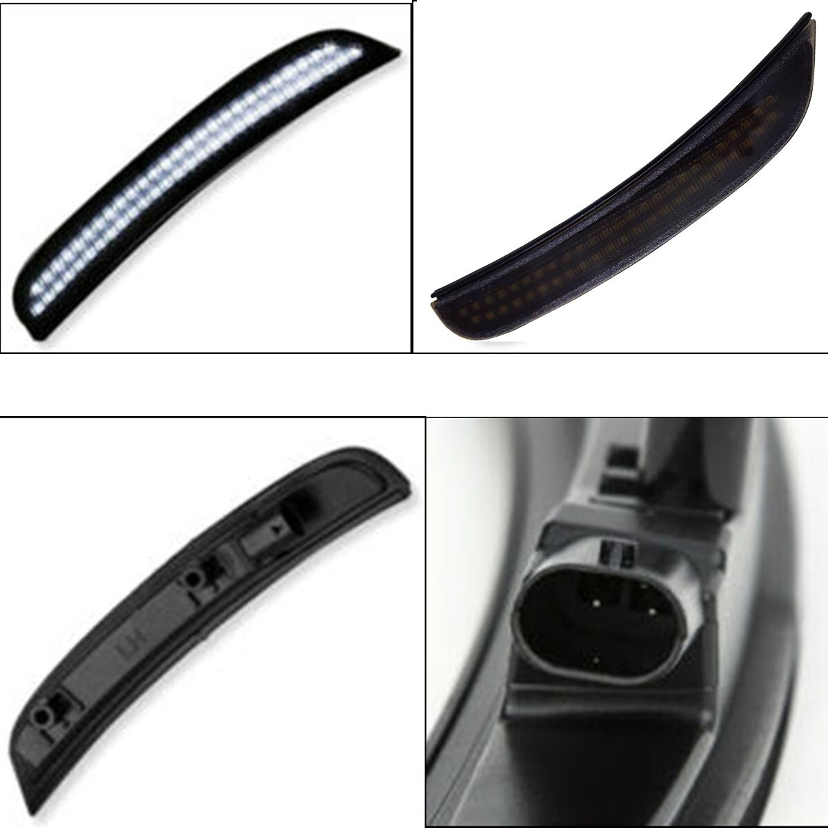 For 2015-2023 Dodge Charger White Front Rear LED Side Marker Light Smoked Lens