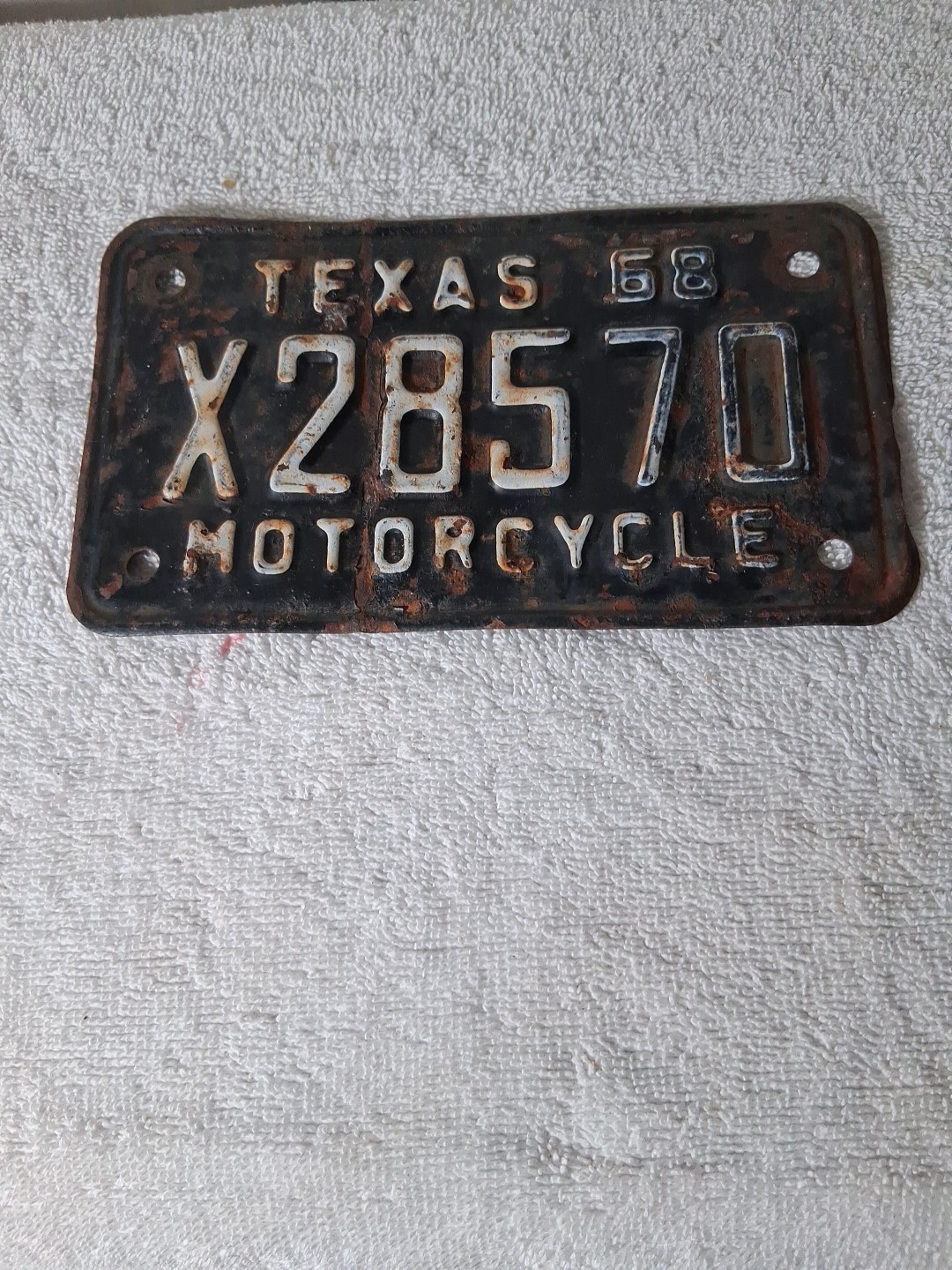 Vintage 1968 Texas Motorcycle License Plate