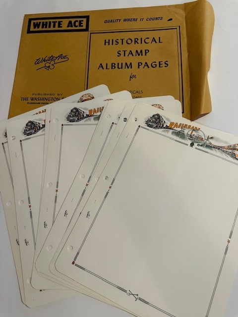 Historical stamp album pages topicals railroads