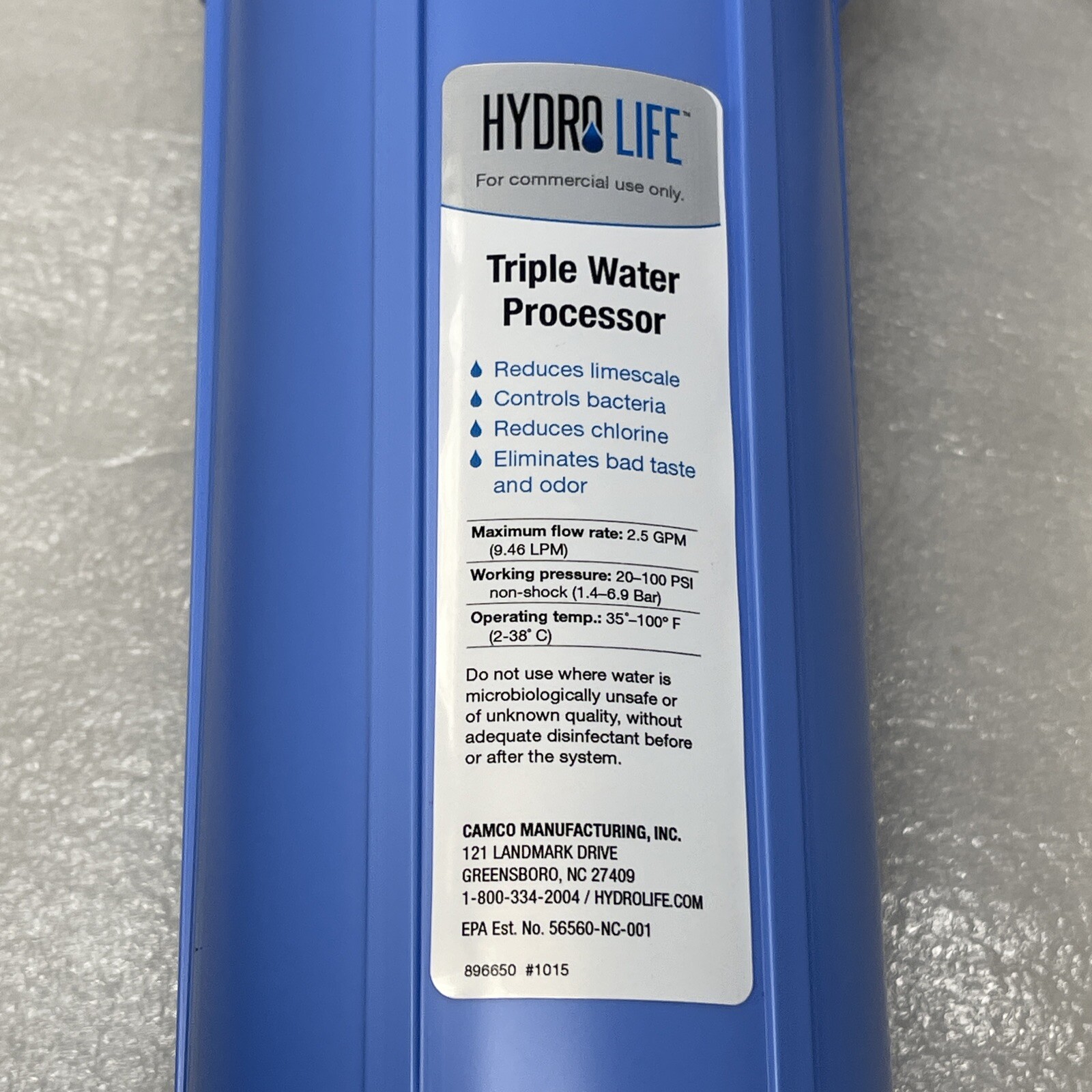 Camco Hydro Life HLC 300 Kit, 350 Water Filter Cartridge Processor, Ice Machine