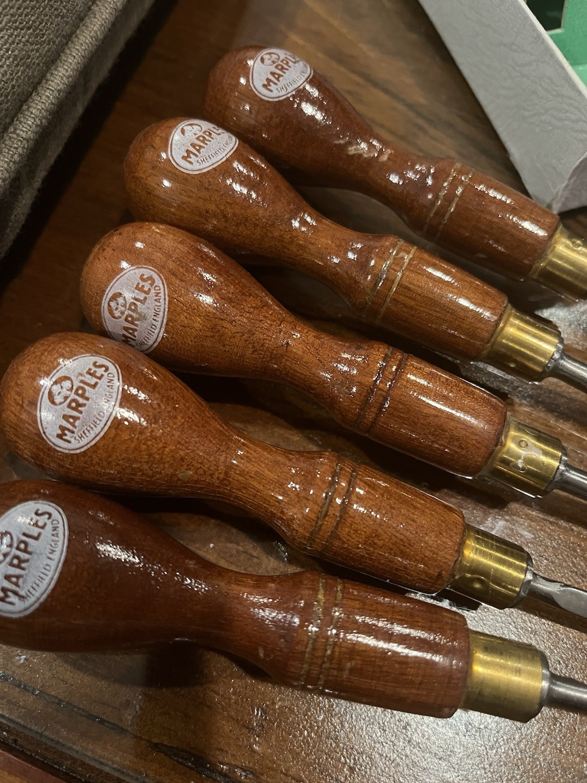 Marples Vintage Carving Chisels Box Bottom Only, Used Set