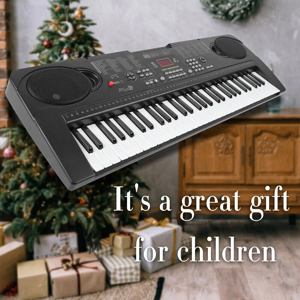 61 Key Electric Digital Piano Keyboard 200 Tones w/ Microphone Gift for Beginner