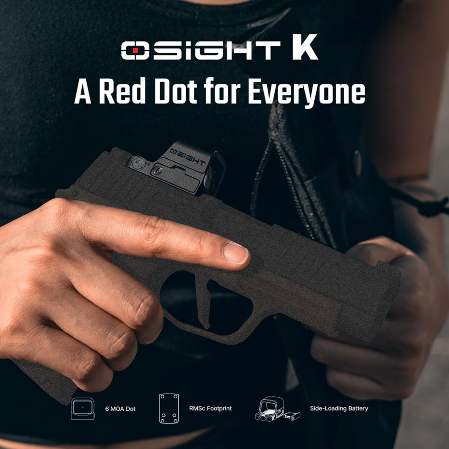OSIGHT K-RD Red 6 MOA Open Reflex Sight  RMSc Footprint