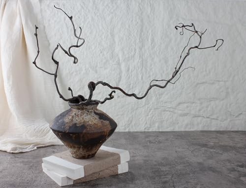 Rusty Ceramic Vase, Wabi Sabi Decorative Pottery Flower Vase for Rust-short