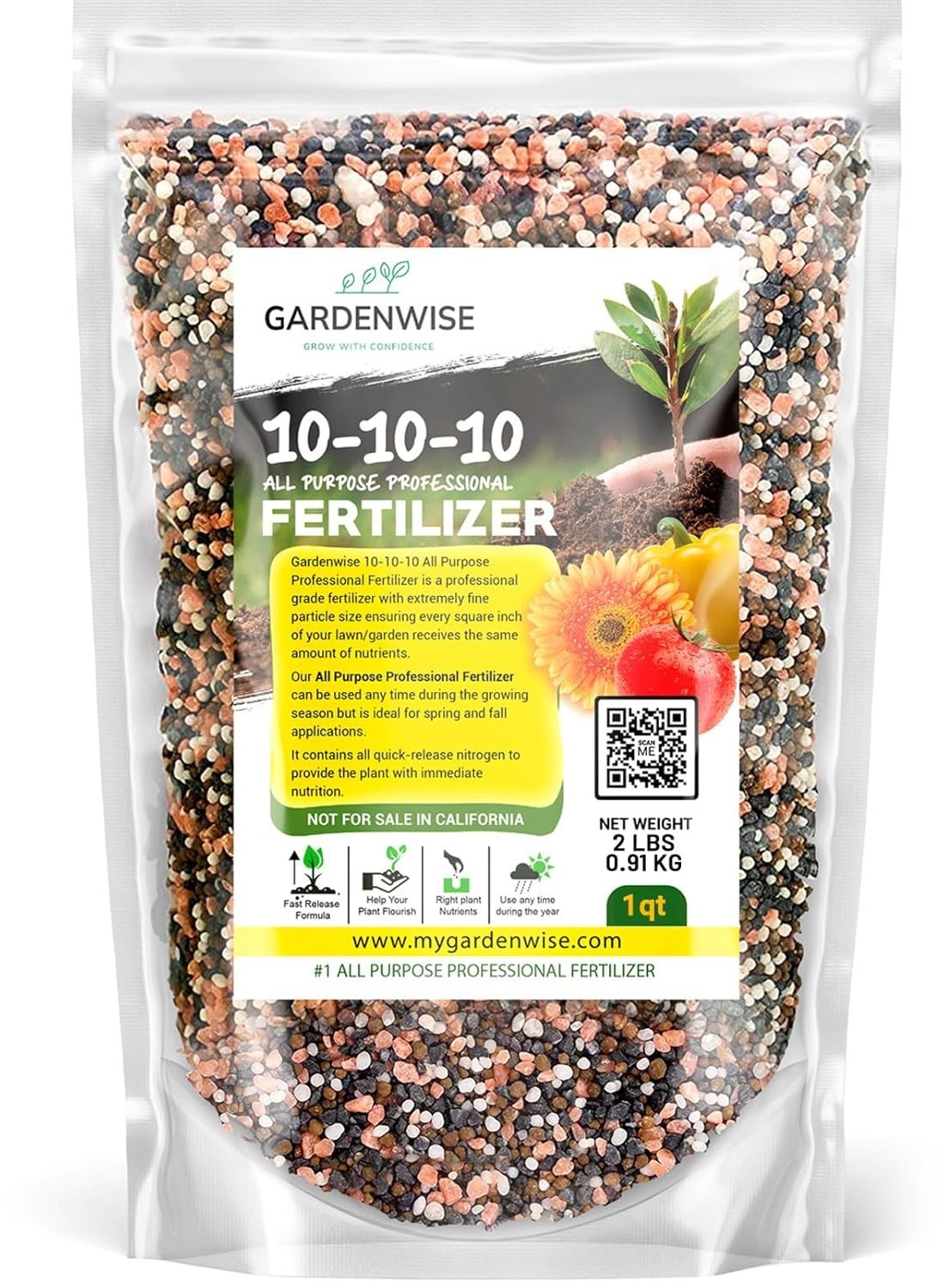 10-10-10 Slow Release Fertilizer All Purpose Lawn Garden Plant Food 6-8 Weeks