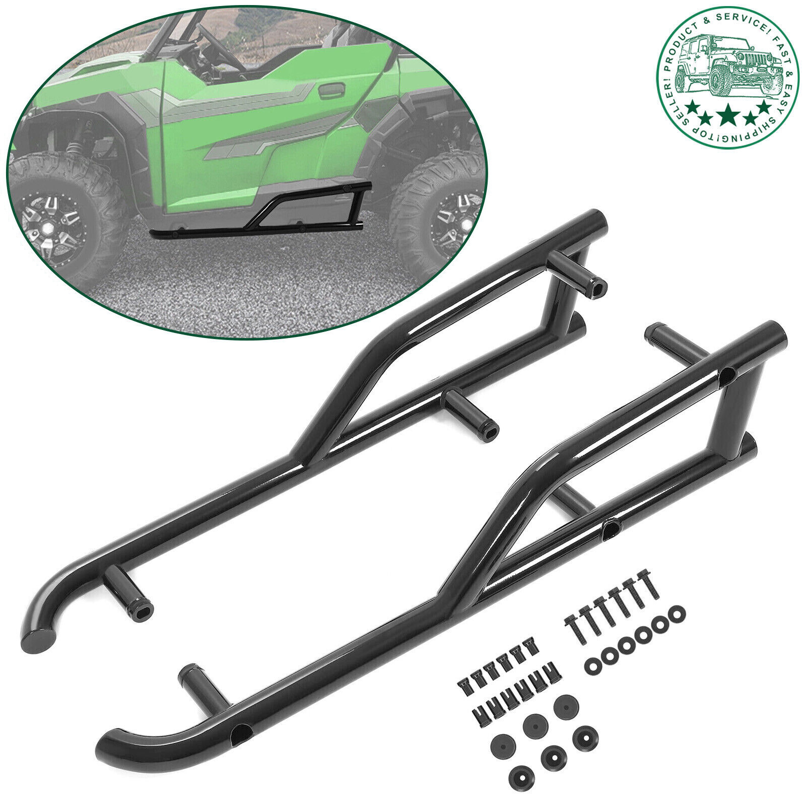 For Polaris General 1000 2016-2025 Steel Kick Out Nerf Bar Rock Sliders 2-Seat