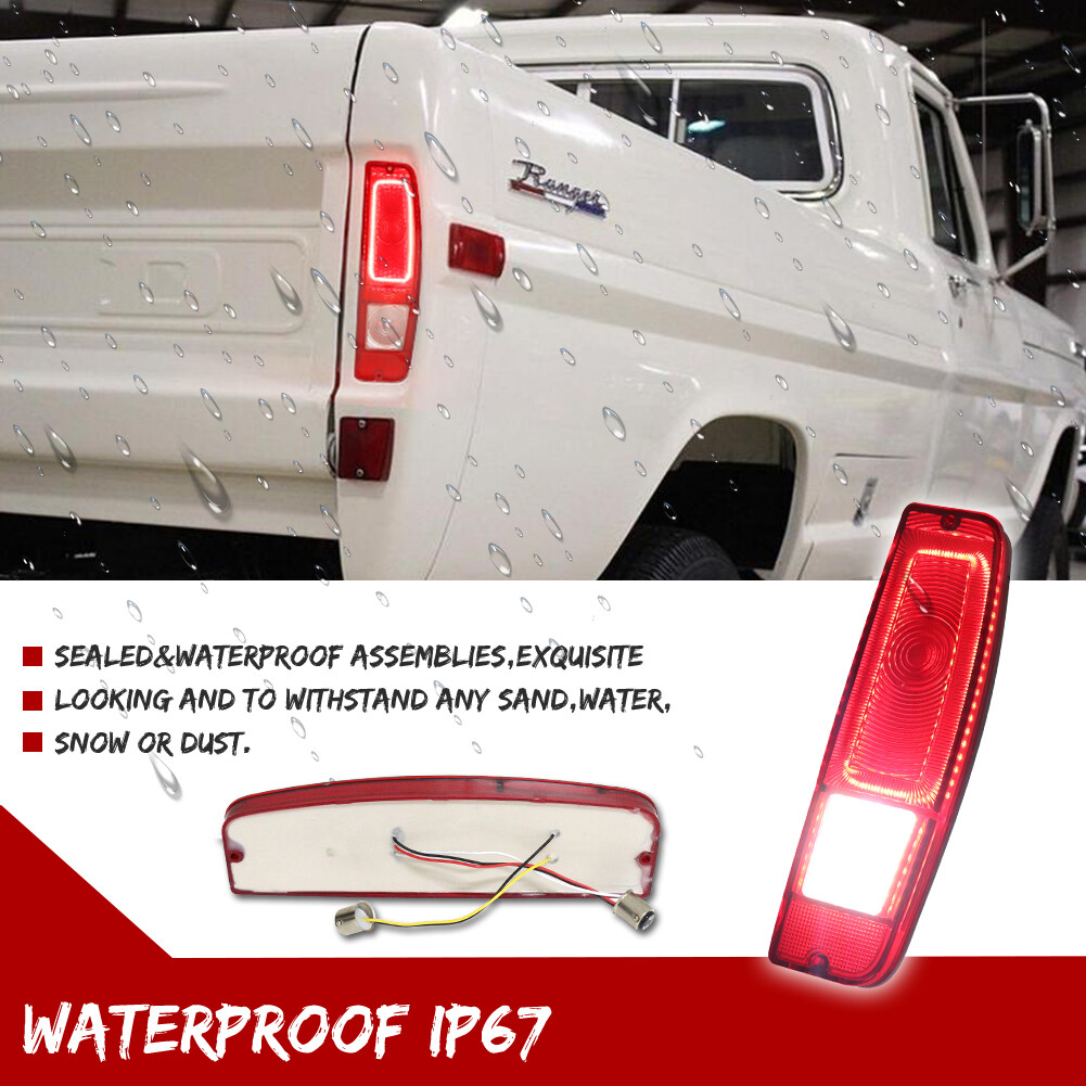 Pair (2) 1967-1972 Ford Truck 1967-1977 Bronco Red Tail Lights Taillamps LH+RH