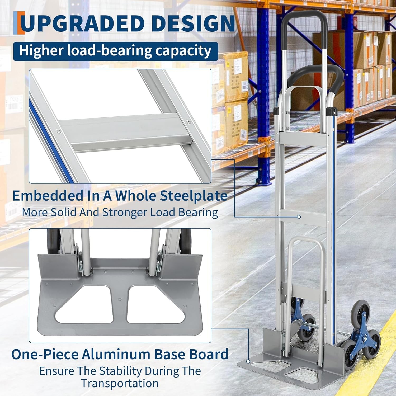 600 lbs Stair Climbing Dolly Cart Heavy-Duty Stair Climber Hand Truck 6 Wheels
