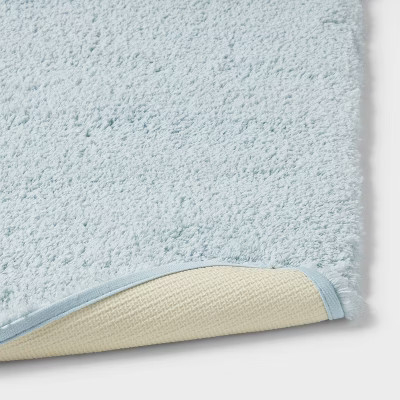 Threshold Tufted 60x24" Bath Rug Runner High Pile Heavyweight, Light Blue