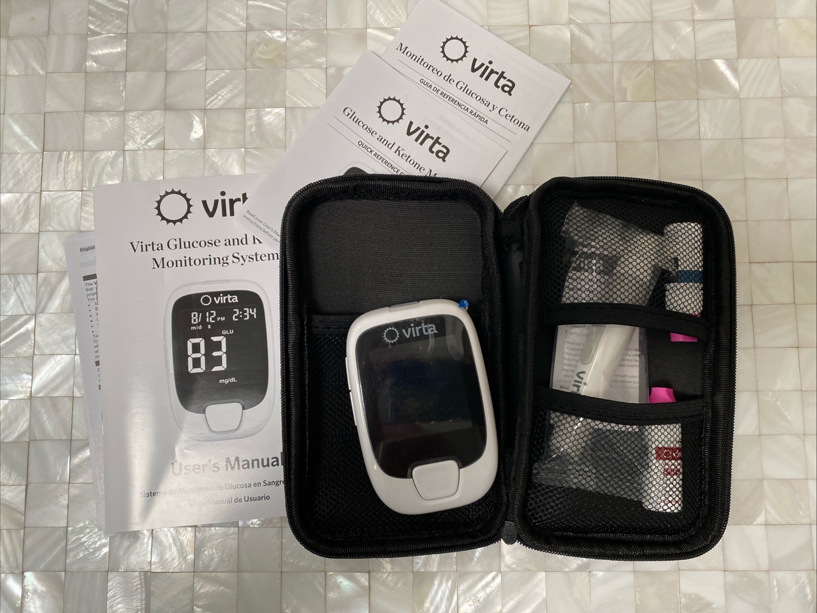 Virta Health Glucose & Ketone Meter Kit White Bluetooth Digital Display Portable