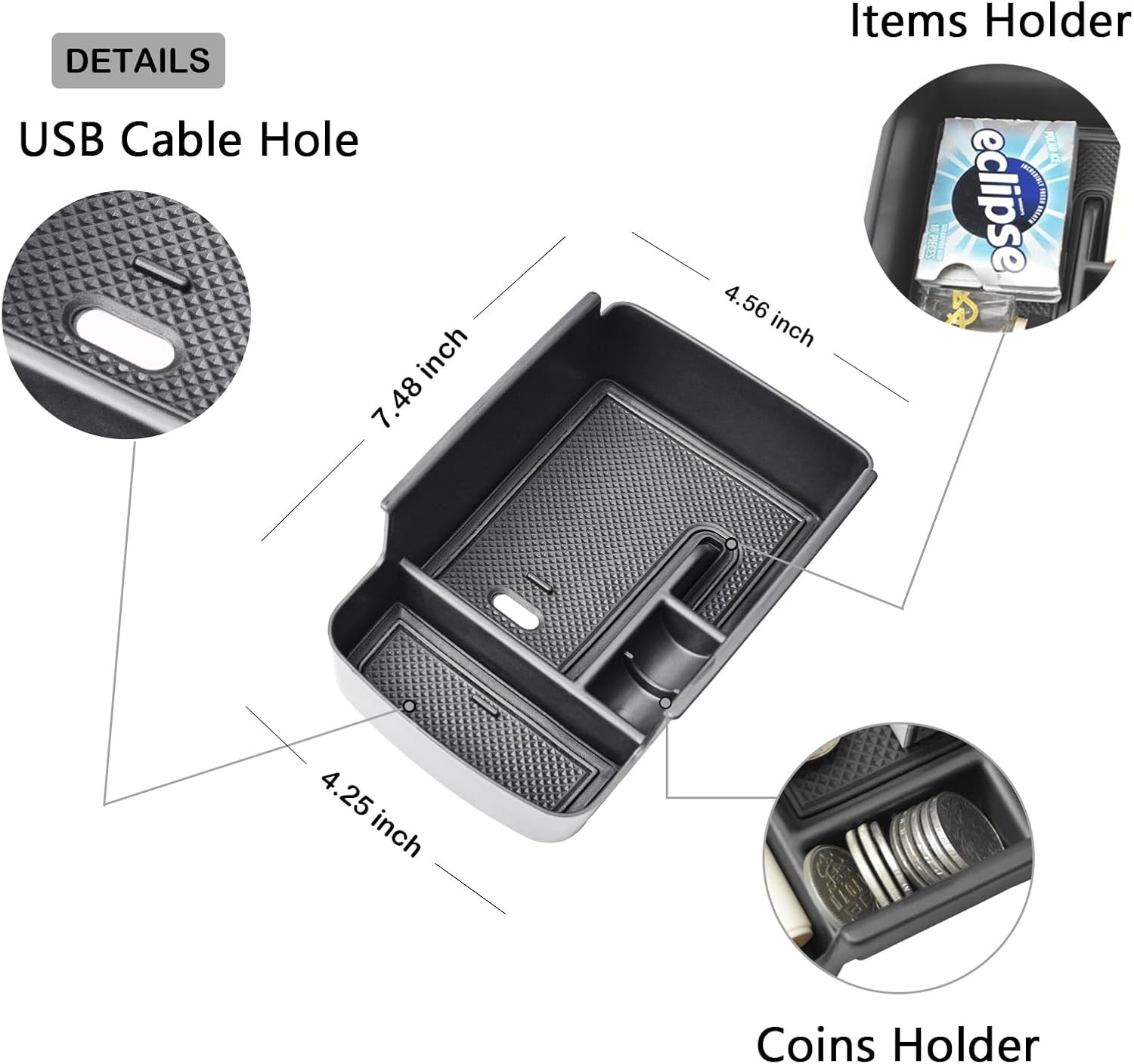 Car Armrest Storage Box Organizer Tray For 2024-2026 Chevy Trax Accessories