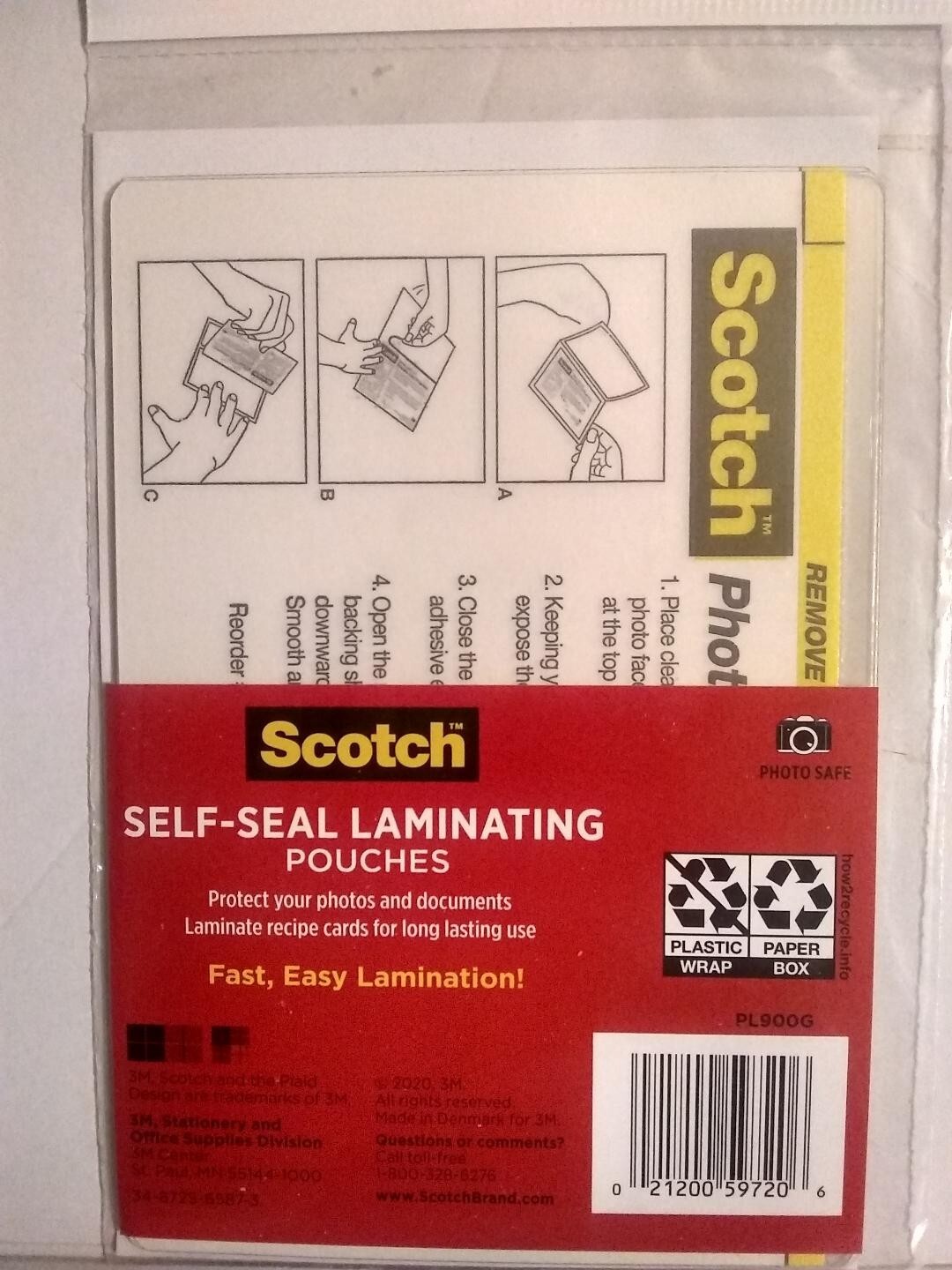 Scotch 3M Self-Sealing Laminating Pouches - 4"x 6" Photo Size - 5 Pack
