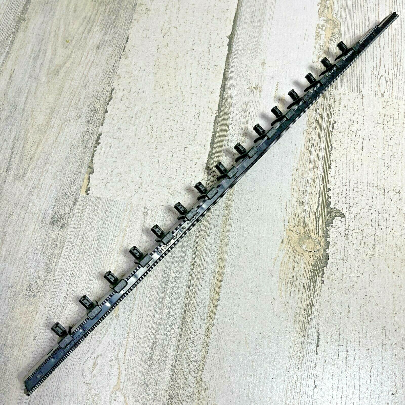 Ernst 1/4" Drive 18" Socket Organizer Rail with 15 Twist Lock Clips - Black