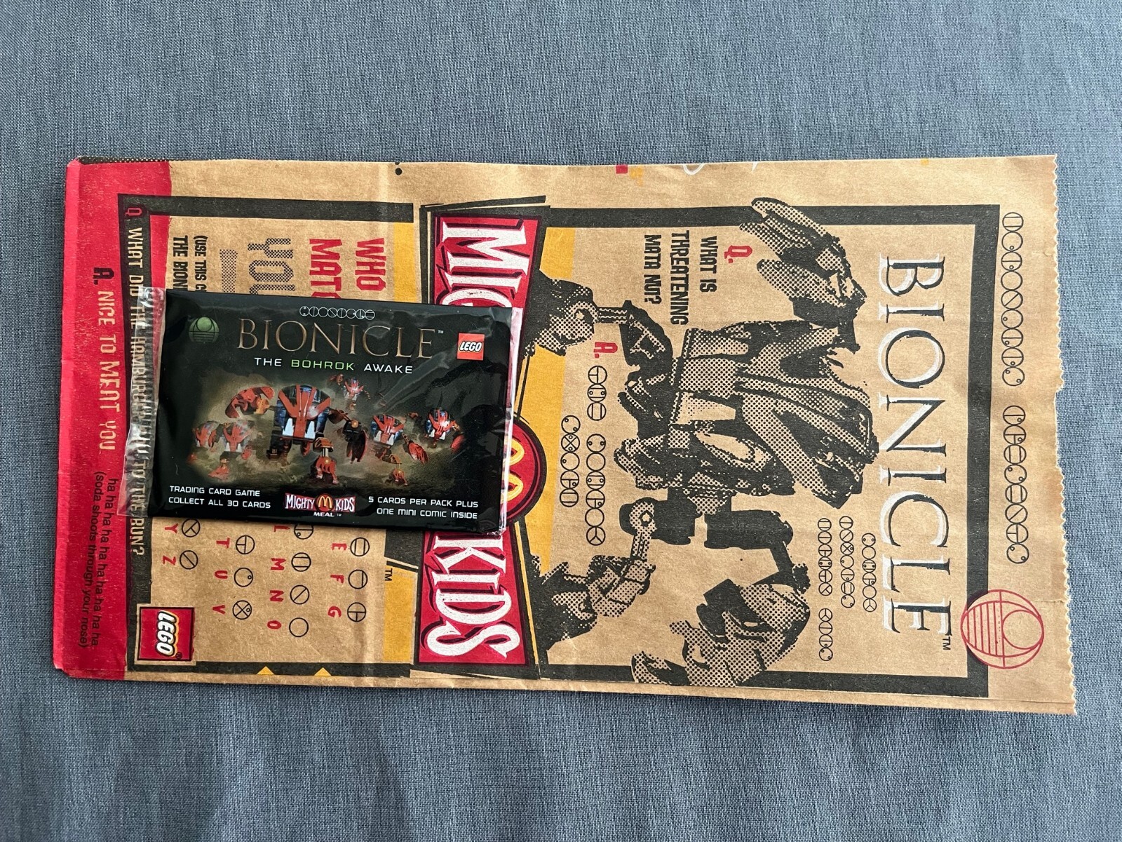 1 LEGO McDonalds BIONICLE The Bohrok Awake Trading Card Sealed Bag 2002