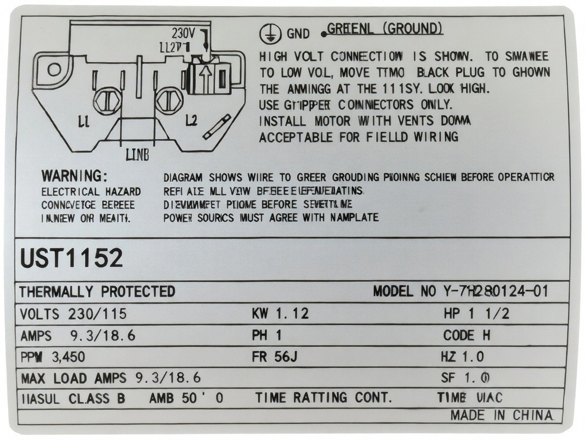 AO Smith Century UST1152 Pool Pump Motor 115-230V, 1-1/2HP, 3450 RPM, 56J Frame