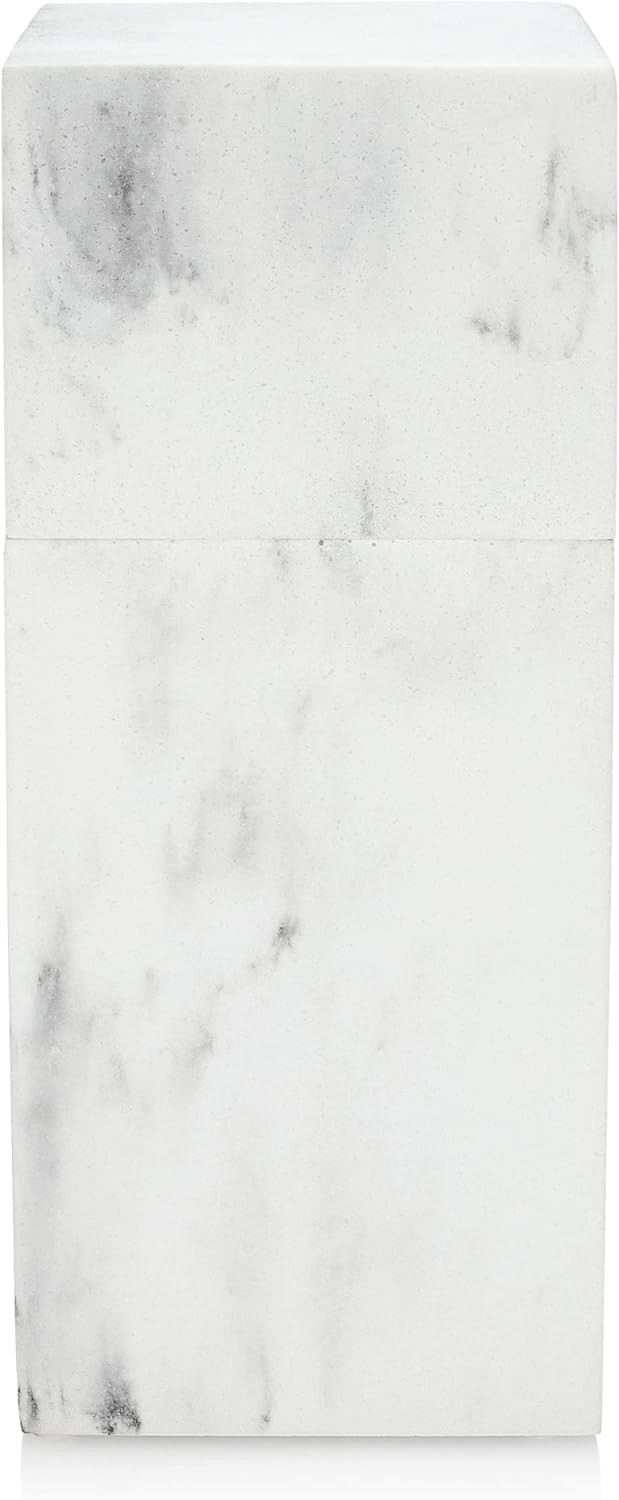 Essentra Home Toothbrush Holder with Lid, Elegant White Marble Bathroom Toothbru