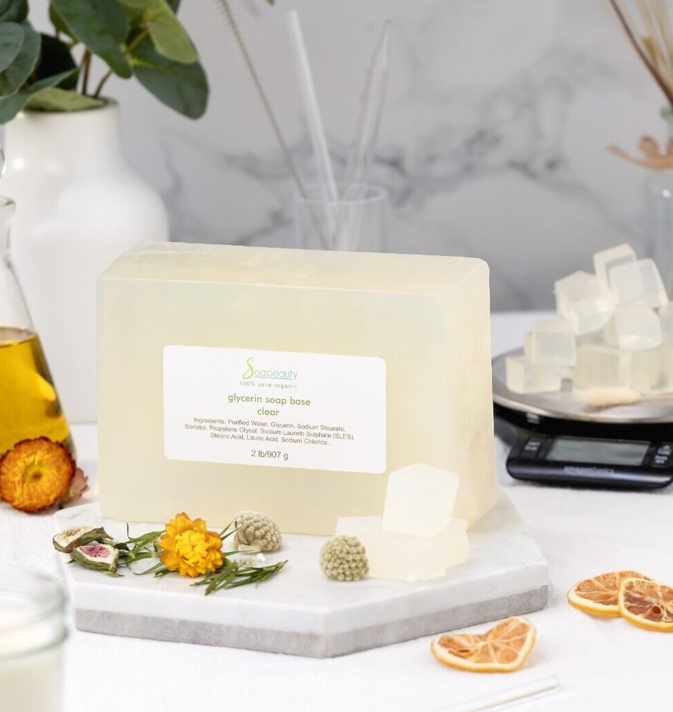 CLEAR DETERGENT FREE GLYCERIN MELT POUR SOAP BASE NATURAL 2 LB