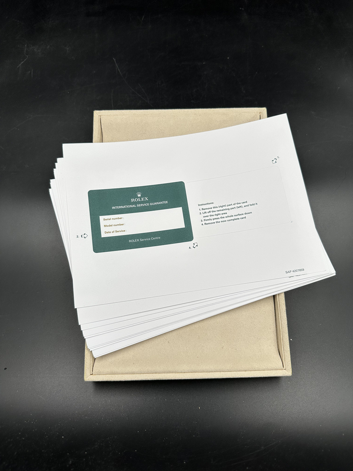 Official Blank Rolex Service Card from Rolex Service Center. NEW