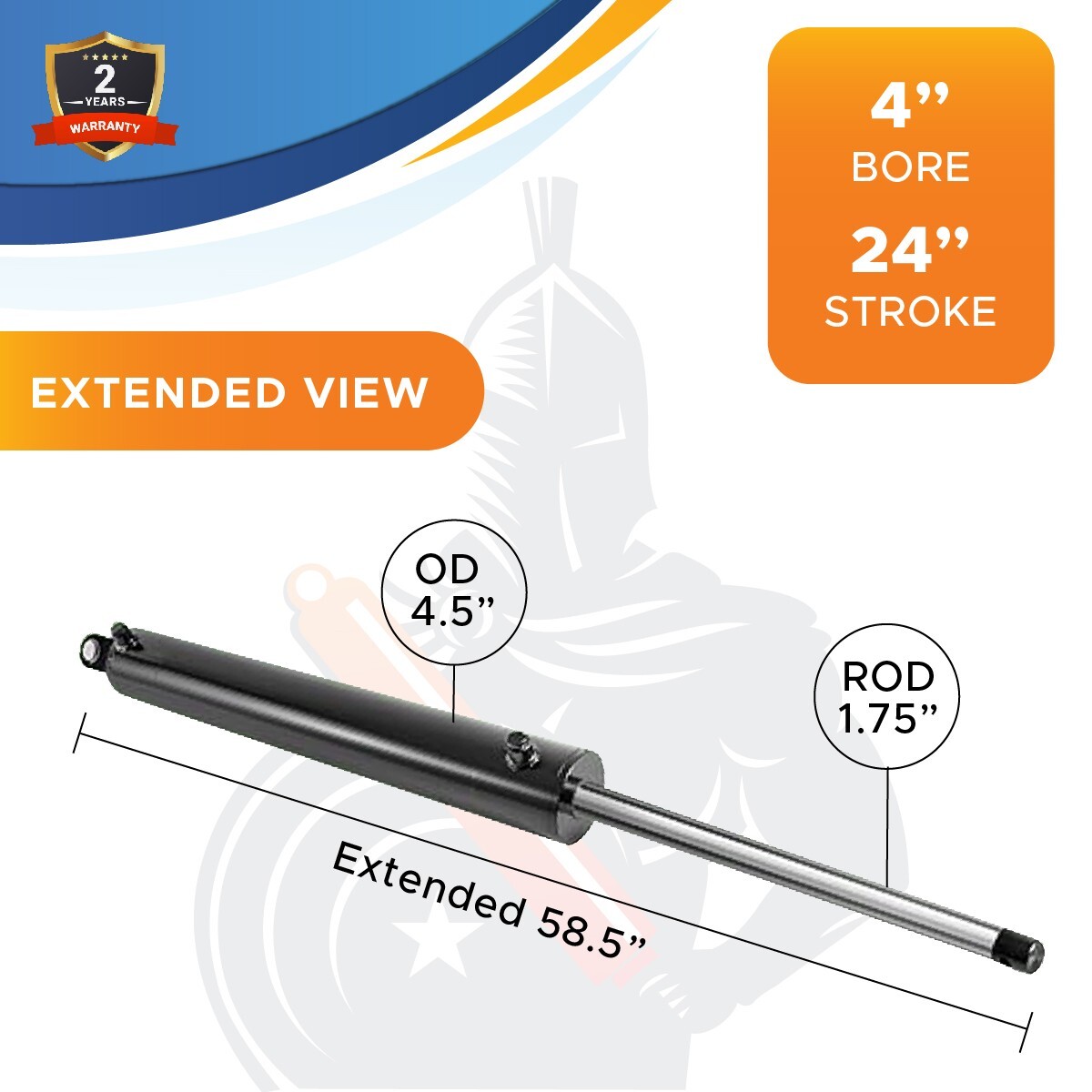 4X24 Hydraulic Cylinder - 4" Bore x 24" Stroke Log Splitter Cylinder 3500PSI