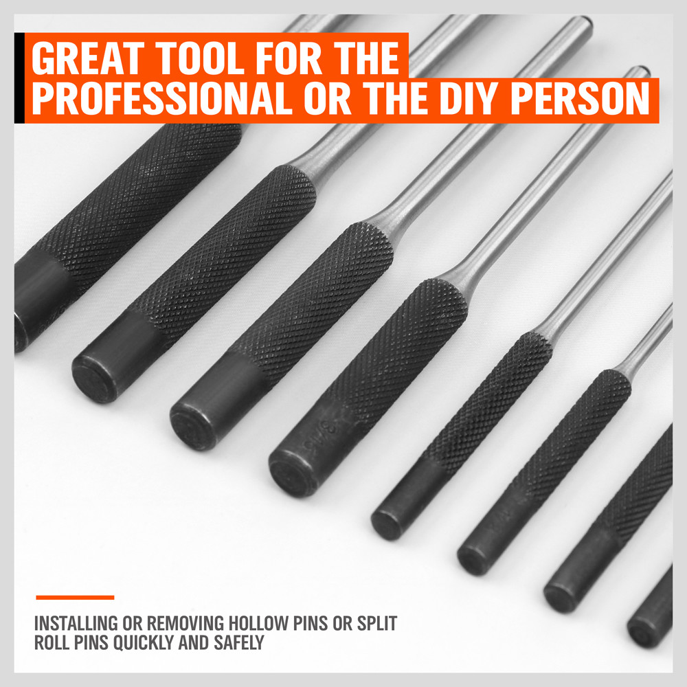 9pc Professional Roll Pin Spring Punch Set Gunsmith Jewelers Carpenter Forged