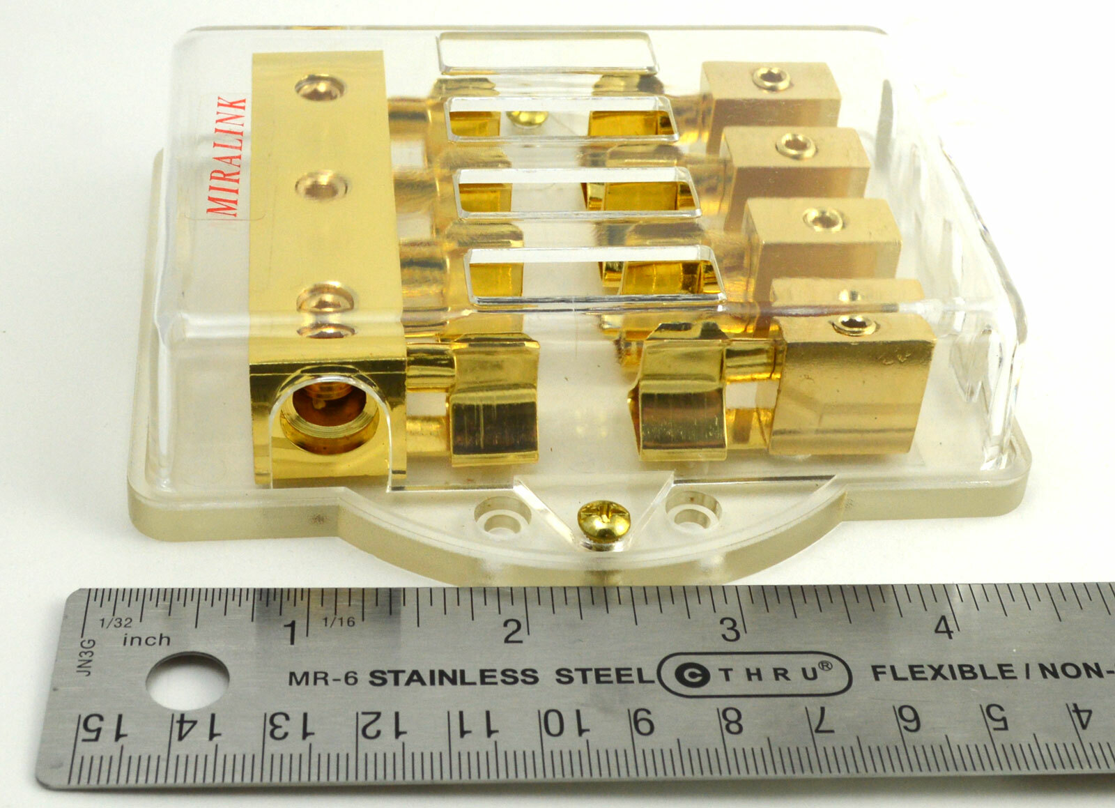 4-Way Power MAXI Fuse Holder Distribution Block (3) 4 Gauge in - (4) 8 Gauge Out