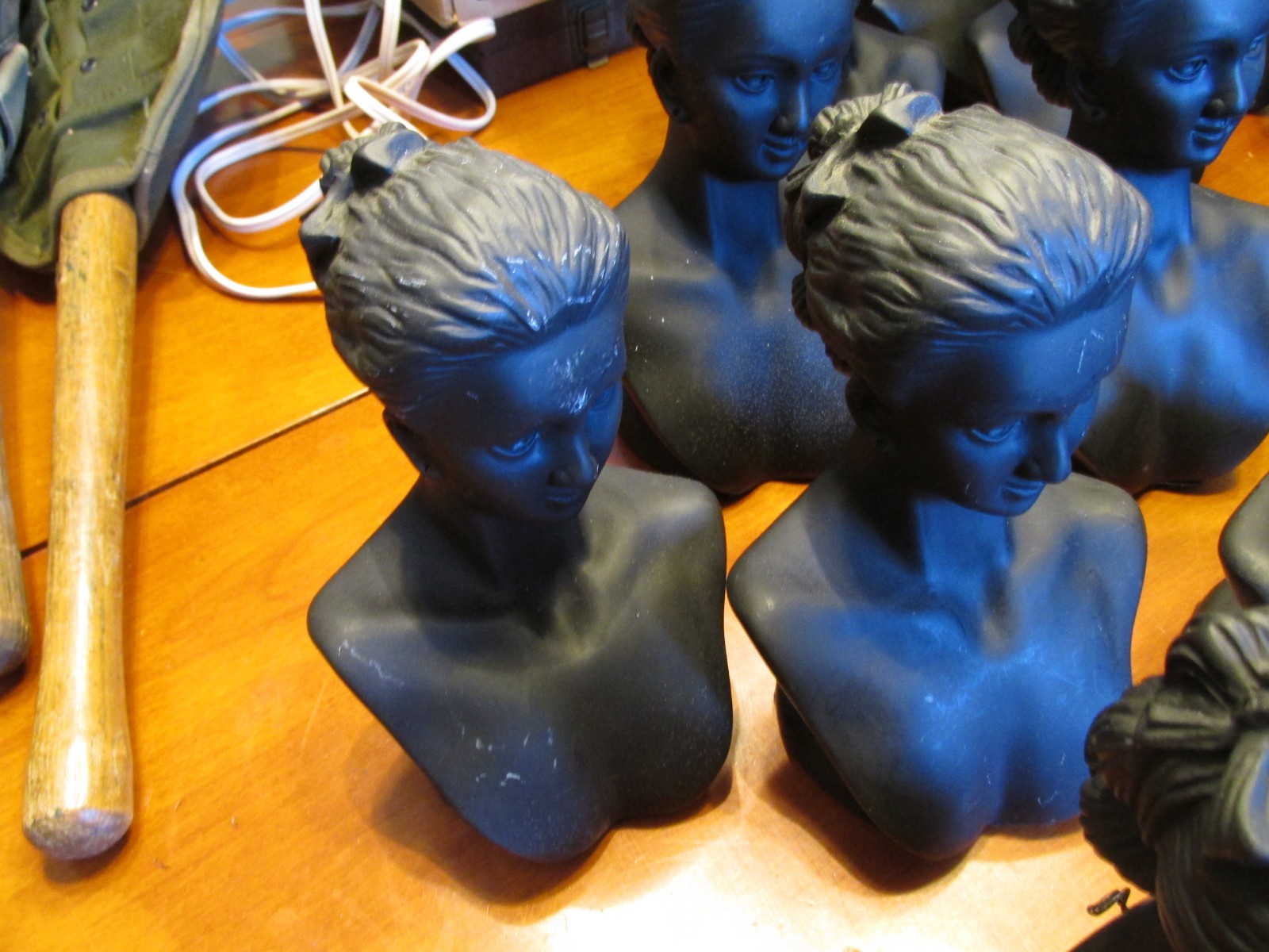 Jewelry Bust Display Stand Black Plastic Resin Mannequin Necklace & Earring used