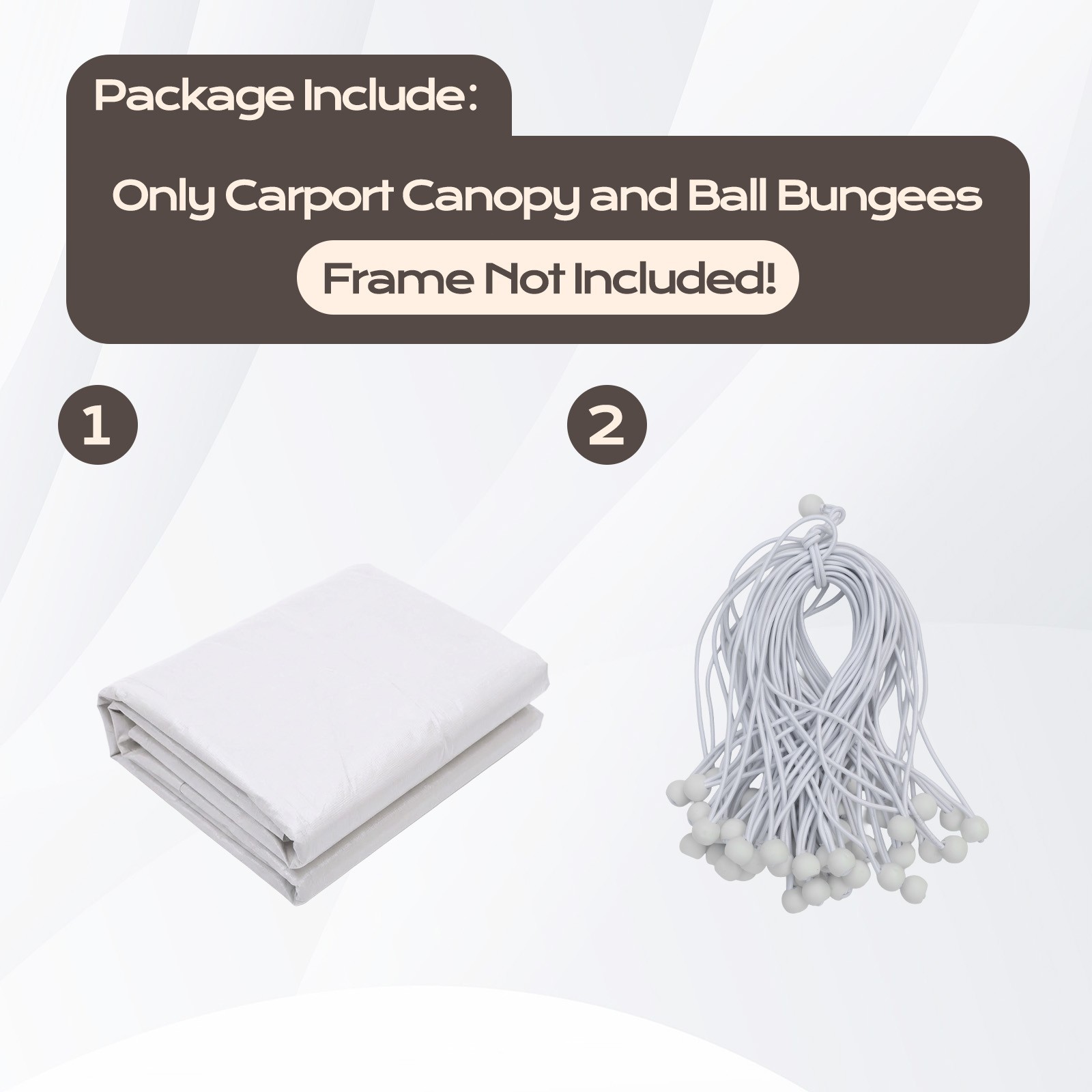 Aoodor 10 x 20 FT Carport Replacement Canopy Cover with Extra-Long Ball Bungees