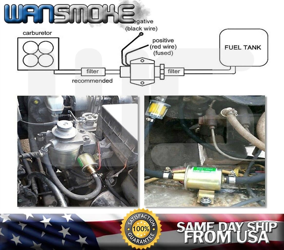 INLINE FUEL PUMP 12V ELECTRIC TRANSFER LOW PRESSURE GAS DIESEL FUEL PUMP HEP-02A