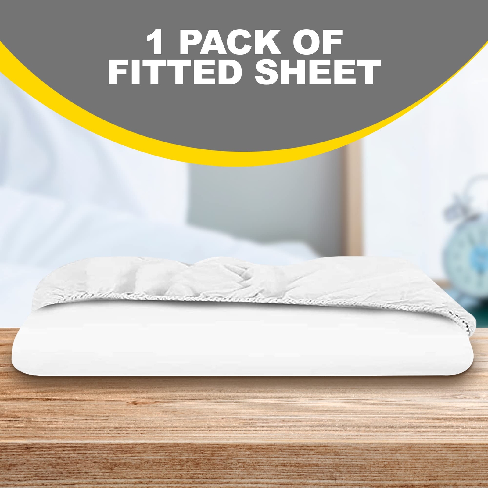 White Fitted Sheet, Hotel Quality Deep Pocket White Sheets, 1 Soft Poly-Cotton