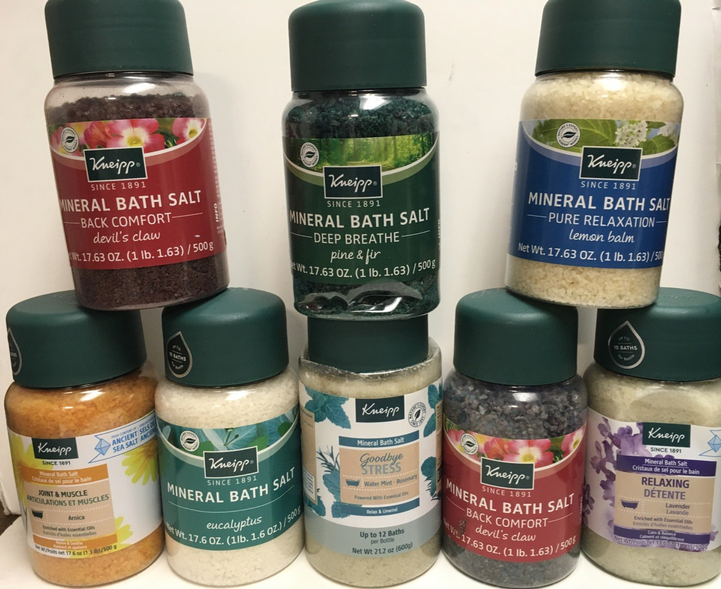 KNEIPP  MINERAL BATH SALTS 17.6 OZ - ASSORTED SOLD SEPARATE NEW CONTAINER DENTED