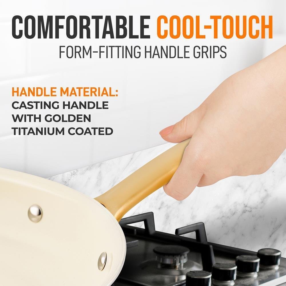 Nutrichef 10'' Medium Fry Pan-Non-stick Pan w/ Silicone Handle Interior