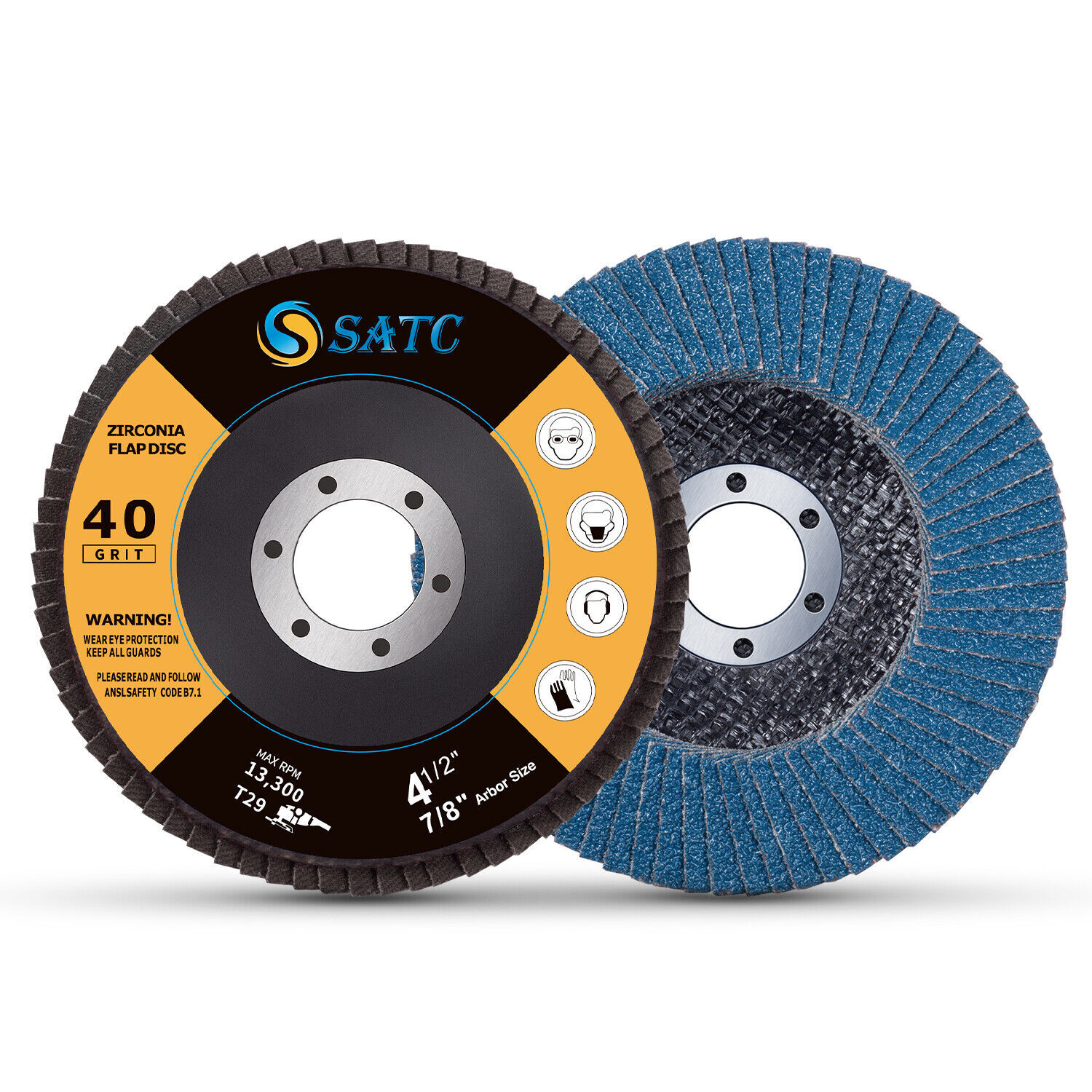 SATC 20x 4.5" 4-1/2 Flap Disc 40 60 80 120 Grit Angle Grinder Sanding Grinding