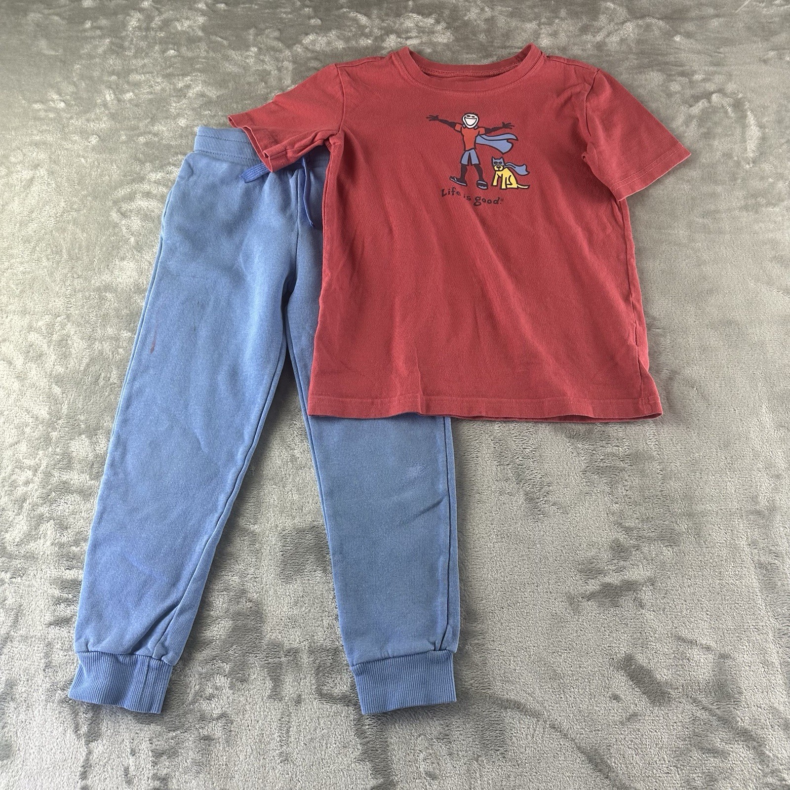 H&M Boys Outfit Set S 6/7 Sweat Pants Shirt Life Is Good