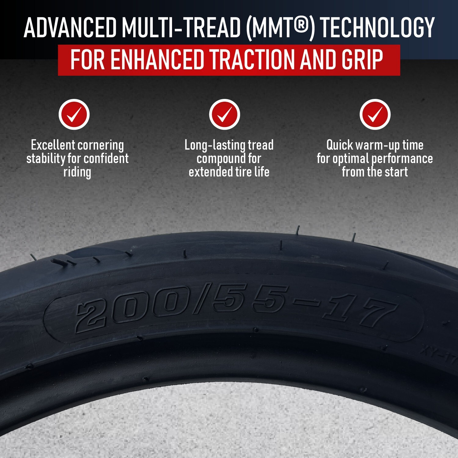 200/55-17 MMT® S1-XX Rear Motorcycle Tire 75W 200/55ZR17 (DOT 2123)