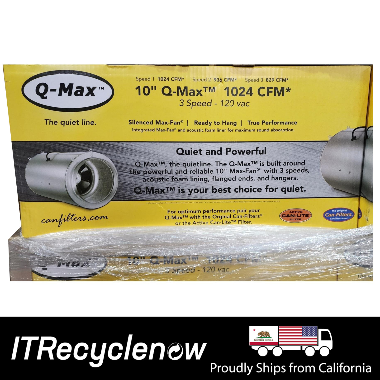 New Can Fan Q-Max 10" 1024 CFM Inline Exhaust Ventilation Hydroponics Grow